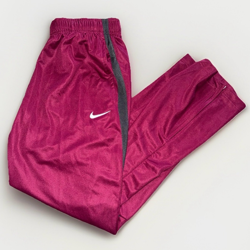 Nike Track Pants Mens Large Maroon Tapered Zip Ankle Joggers EUC
